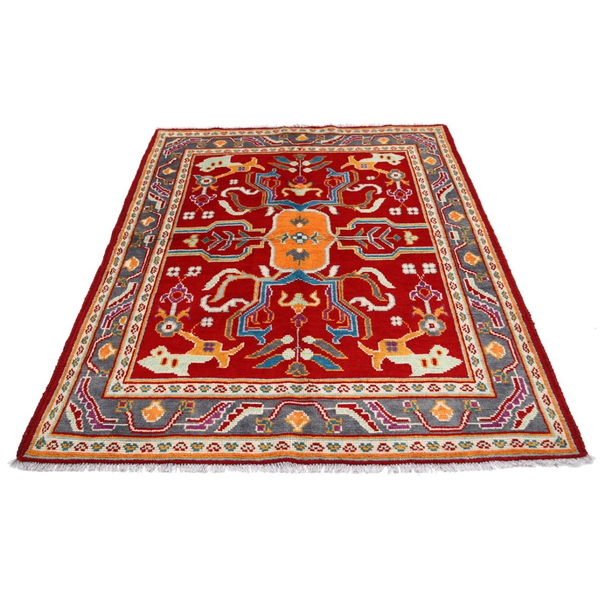 Revival 5x6 Handmade Double Knotted Washable Wool Rug - Colorful