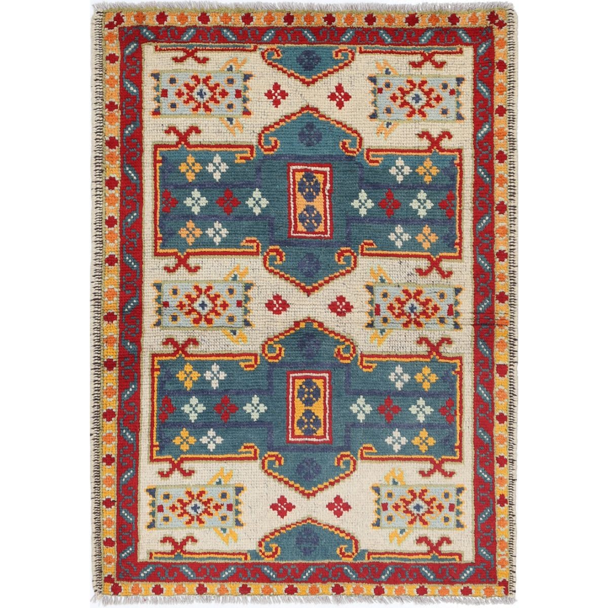 Revival 3x4 Handmade Double Knotted Washable Wool Rug - Colorful