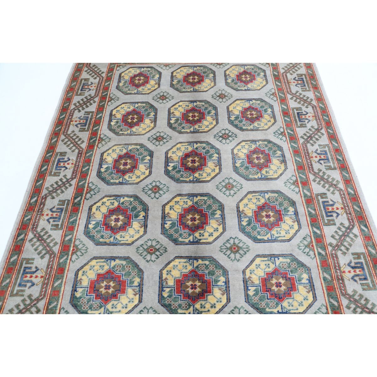 Revival 6x7 Handmade Double Knotted Washable Wool Rug - Colorful