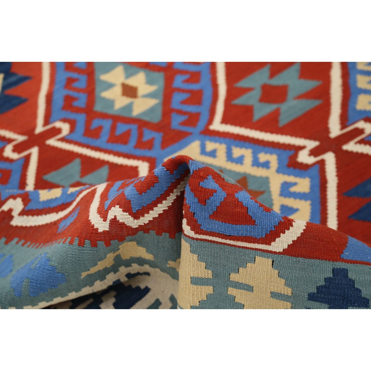 Kafkaas 7x10 Hand Woven Washable Wool Rug - Colorful
