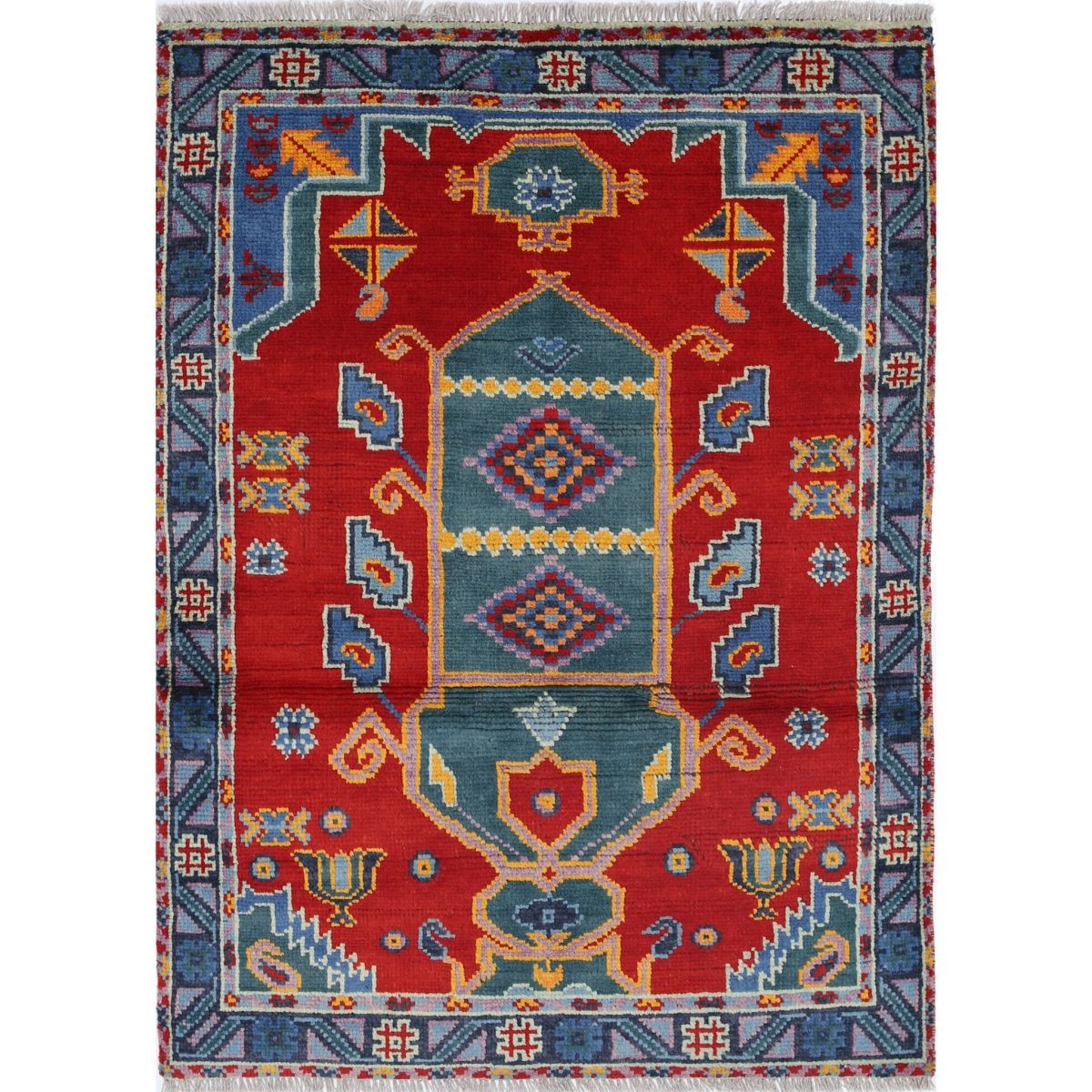 Revival 3x5 Handmade Double Knotted Washable Wool Rug - Colorful