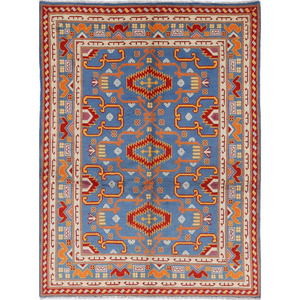 Revival 5x7 Handmade Double Knotted Washable Wool Rug - Colorful