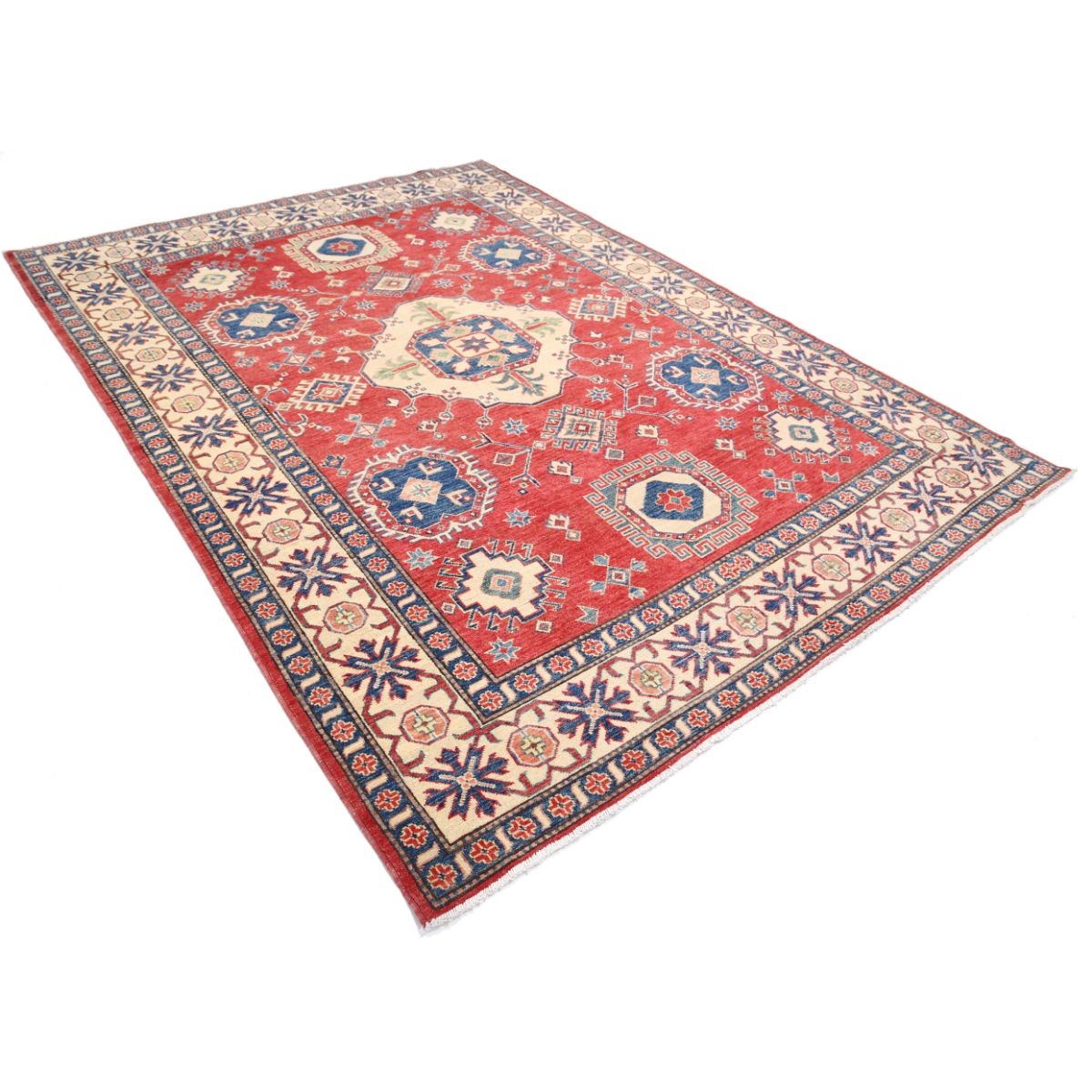 Kazak 7x9 Handmade Double Knotted Washable Wool Rug - Colorful
