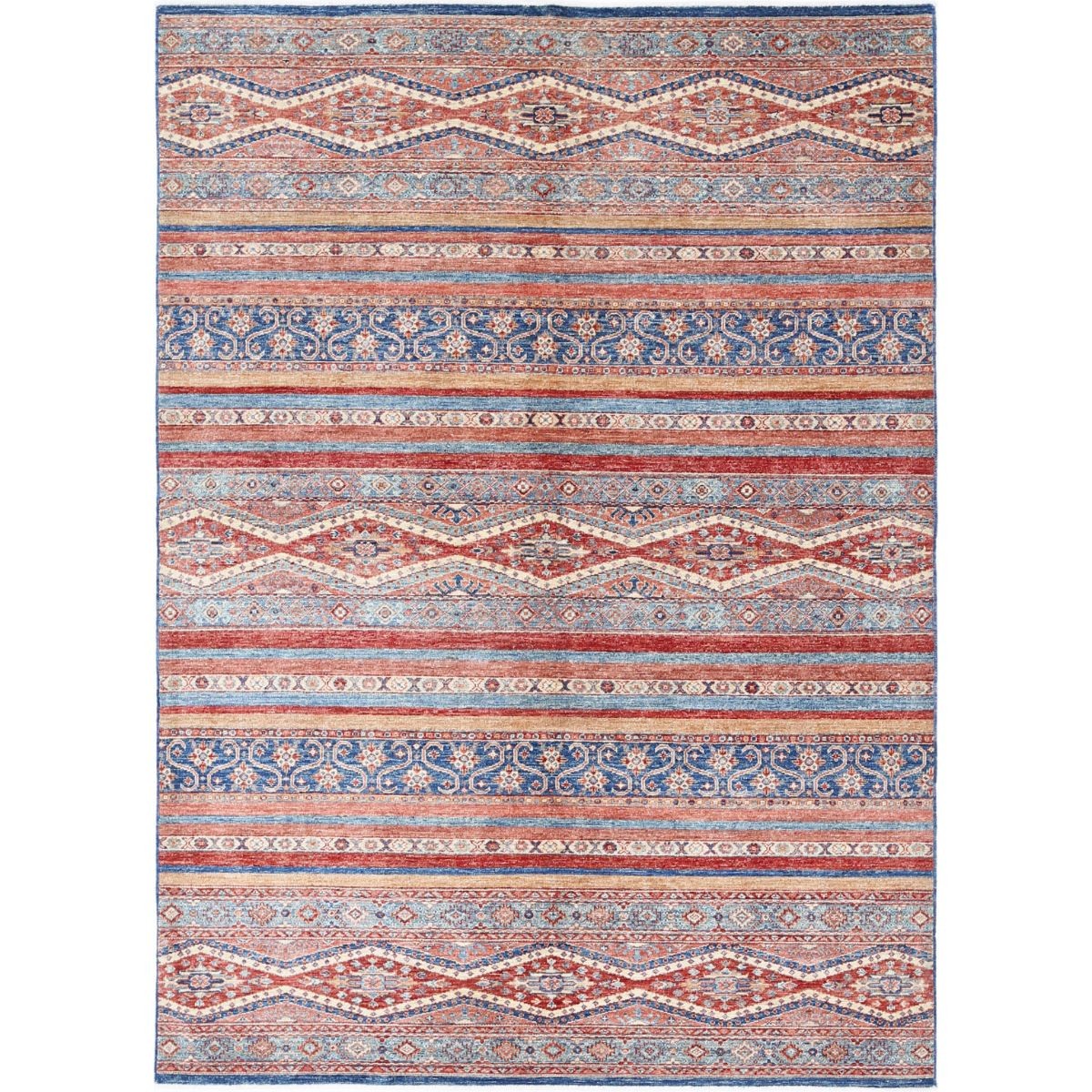 Khurjeen 6x8 Handmade Double Knotted Washable Wool Rug - Colorful