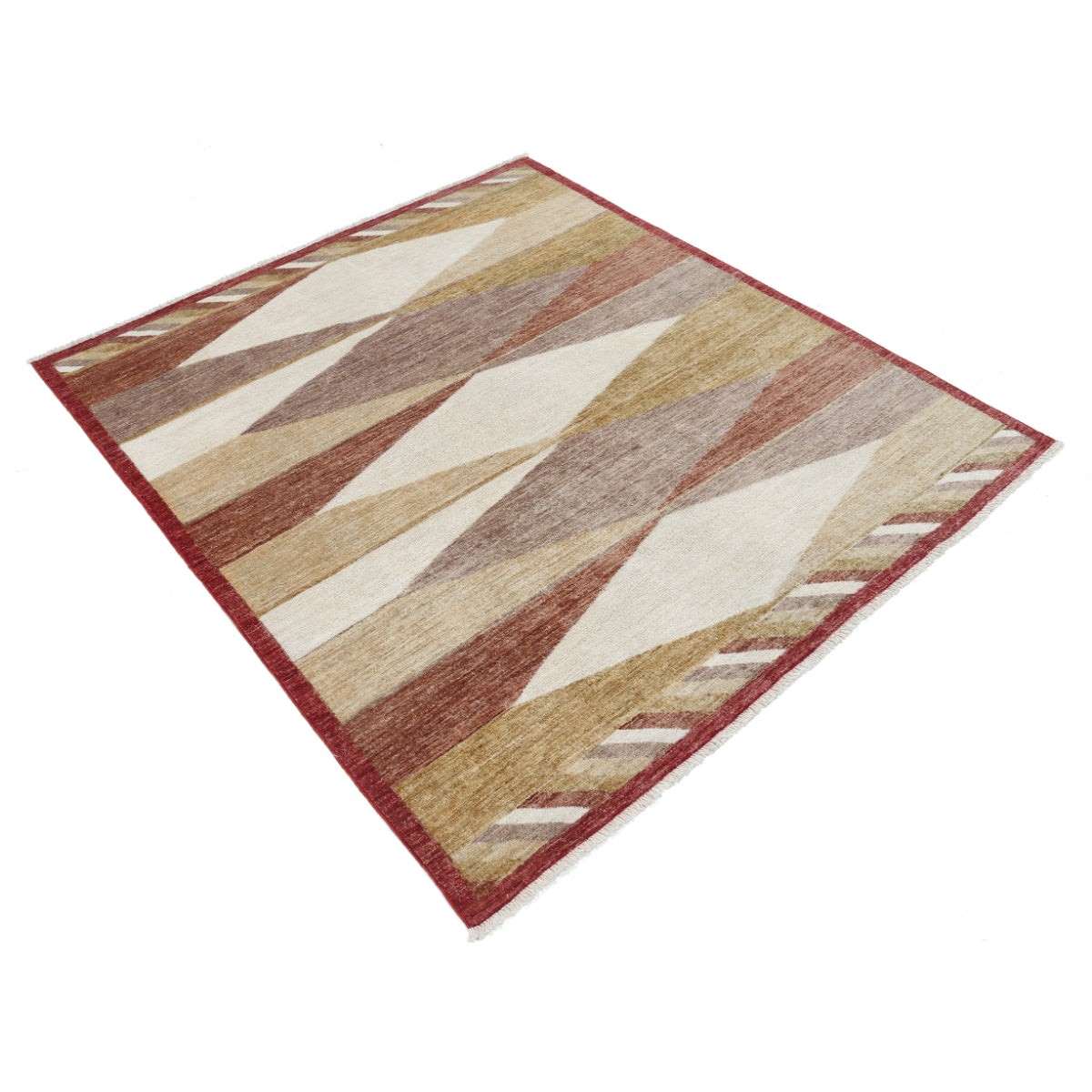 Modcar 5x6 Handmade Double Knotted Washable Wool Rug - Colorful