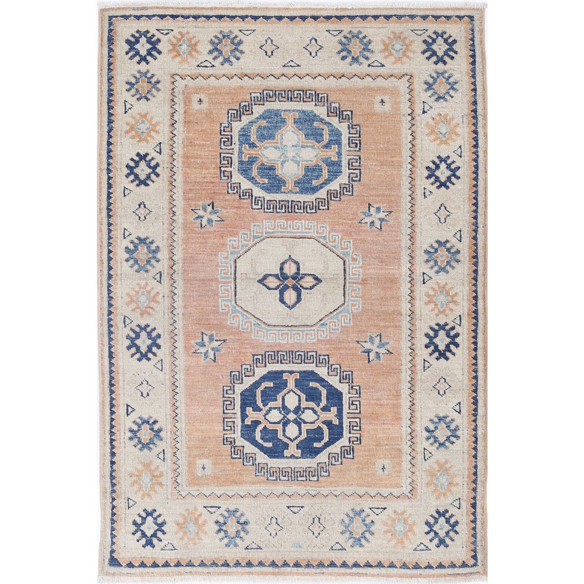 Kazak 3x4 Handmade Double Knotted Washable Wool Rug - Colorful