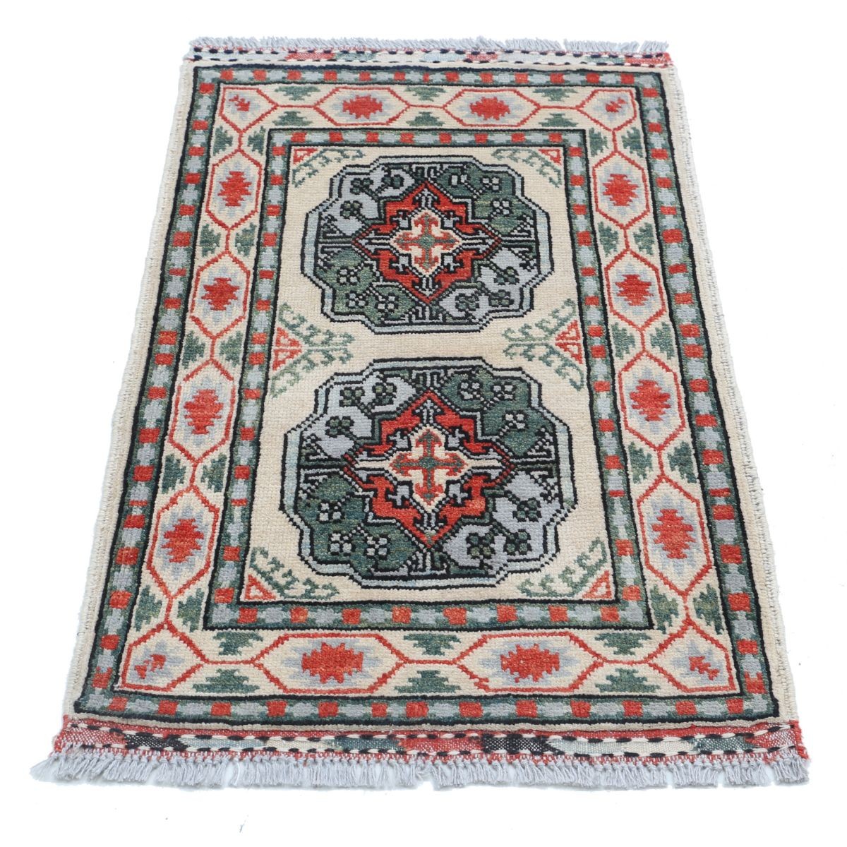 Revival 2x3 Handmade Double Knotted Washable Wool Rug - Colorful