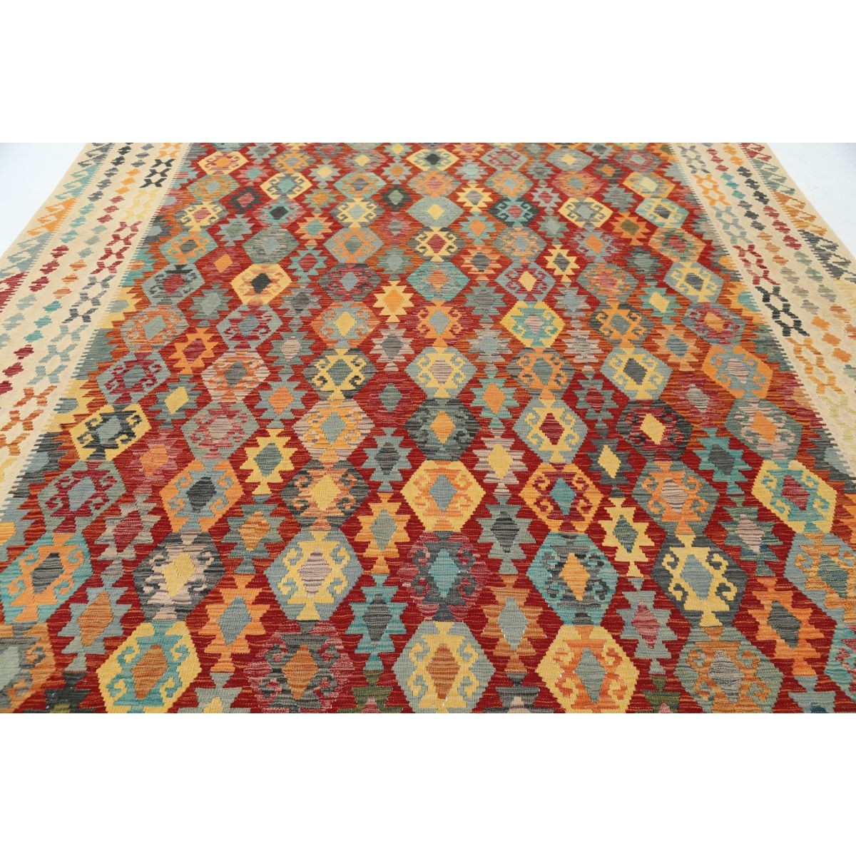 Maimana 10x17 Hand Woven Washable Wool Rug - Colorful