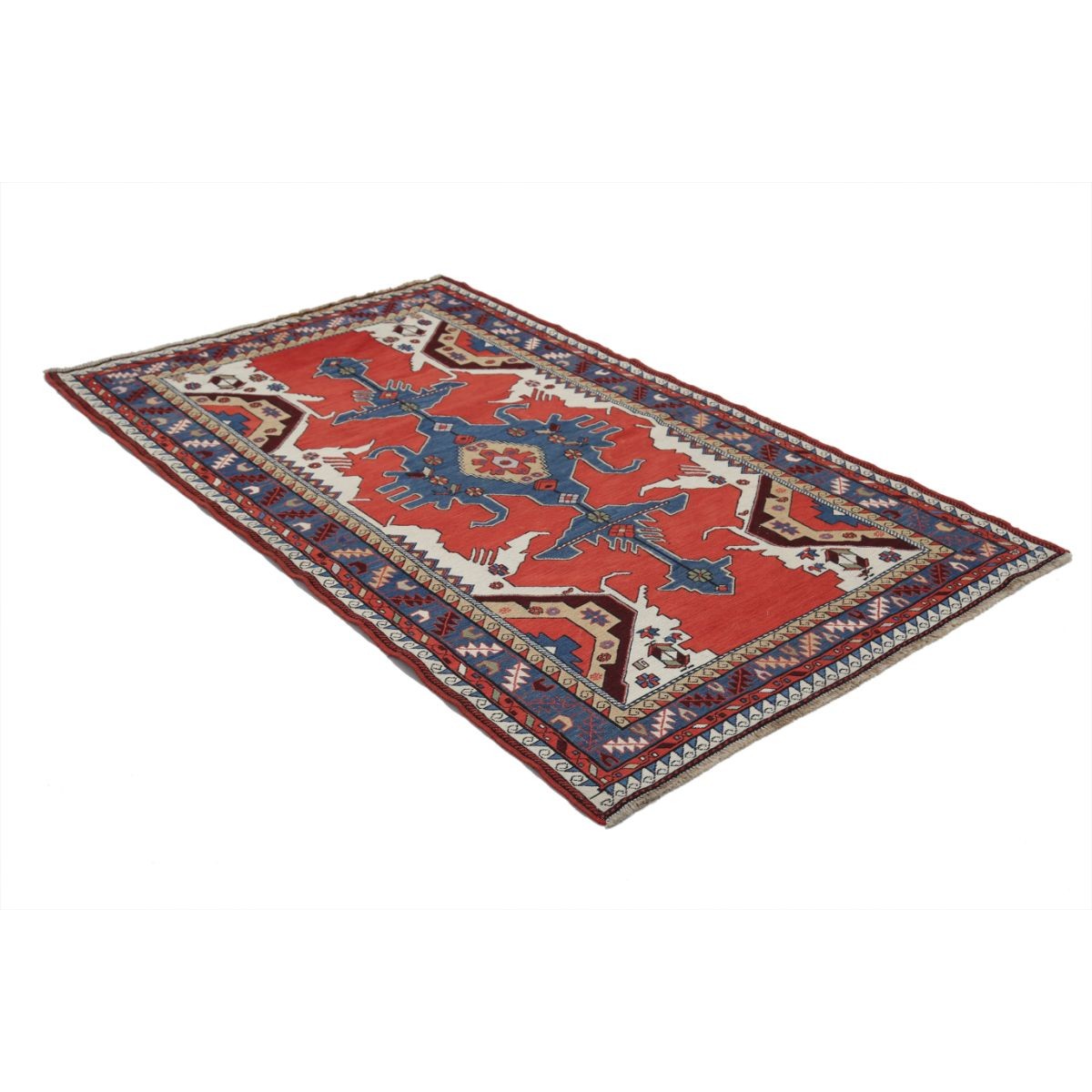 Sumak 4x7 Hand Woven Washable Wool Rug - Colorful