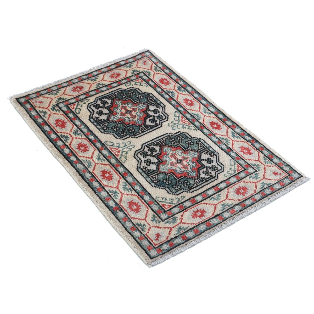 Revival 2x3 Handmade Double Knotted Washable Wool Rug - Colorful