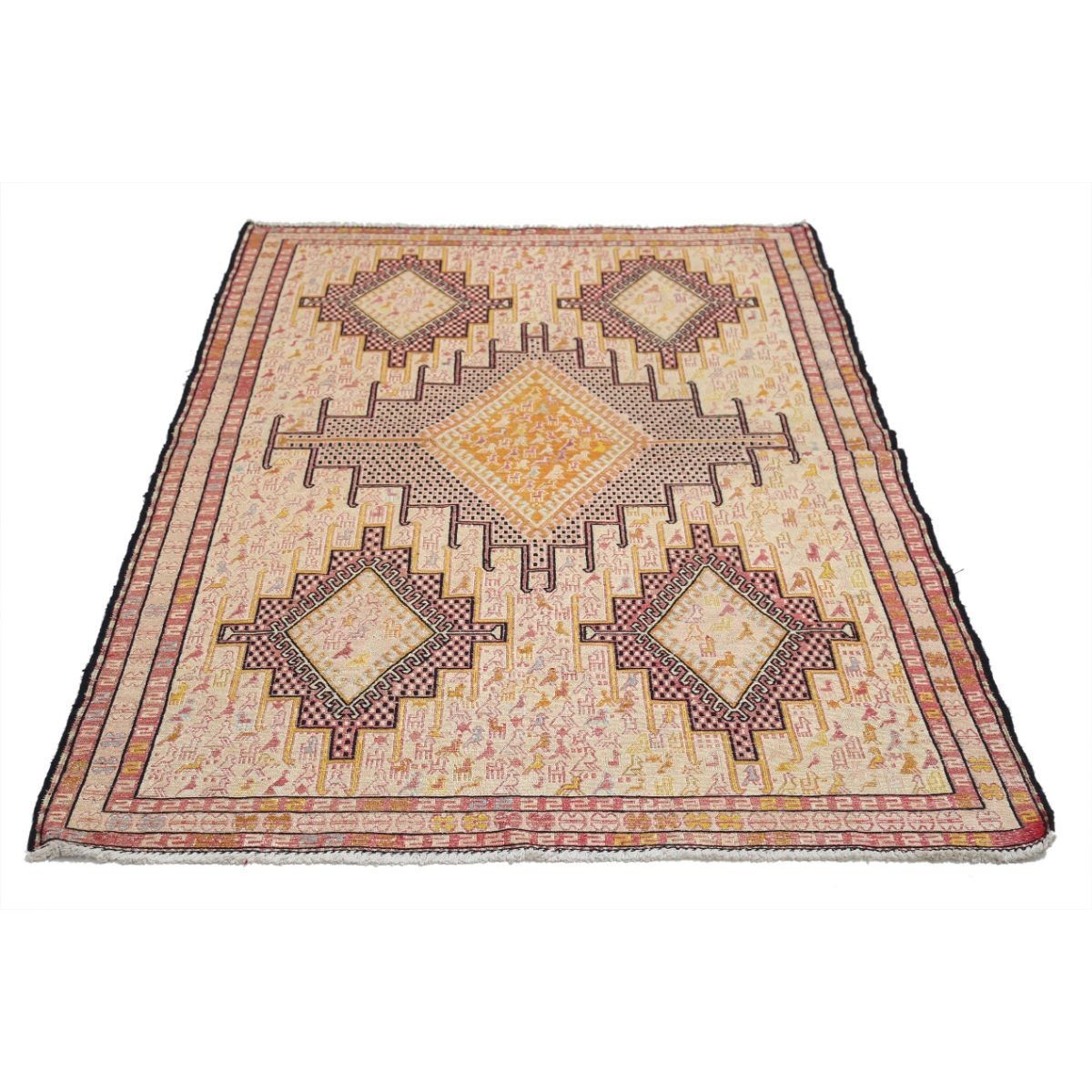 Silki 4x6 Hand Woven Washable Silk Rug - Colorful