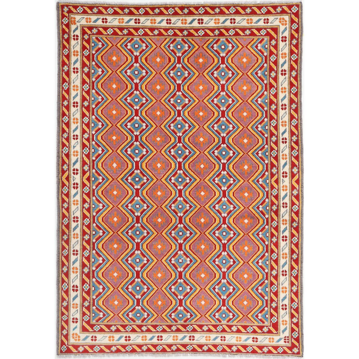 Revival 6x8 Handmade Double Knotted Washable Wool Rug - Colorful