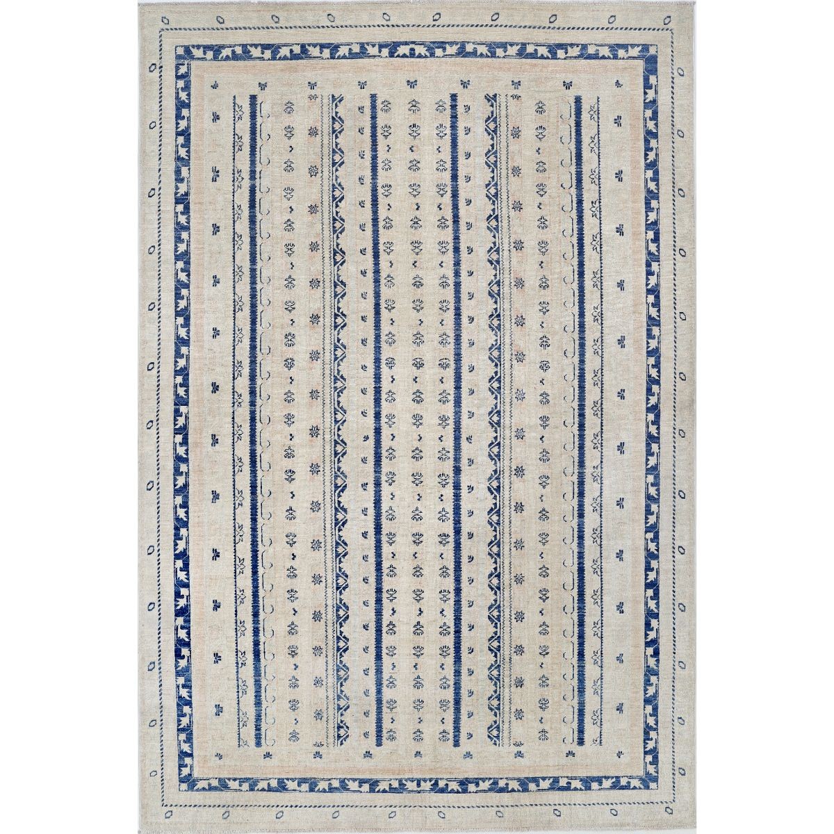 Shaal 6x10 Handmade Double Knotted Washable Wool Rug - Soft Hues