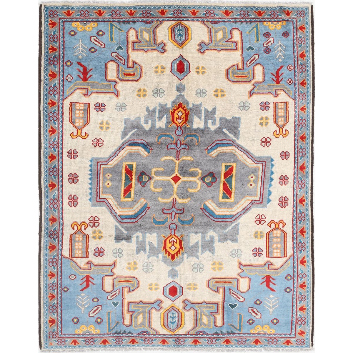 Revival 6x8 Handmade Double Knotted Washable Wool Rug - Colorful
