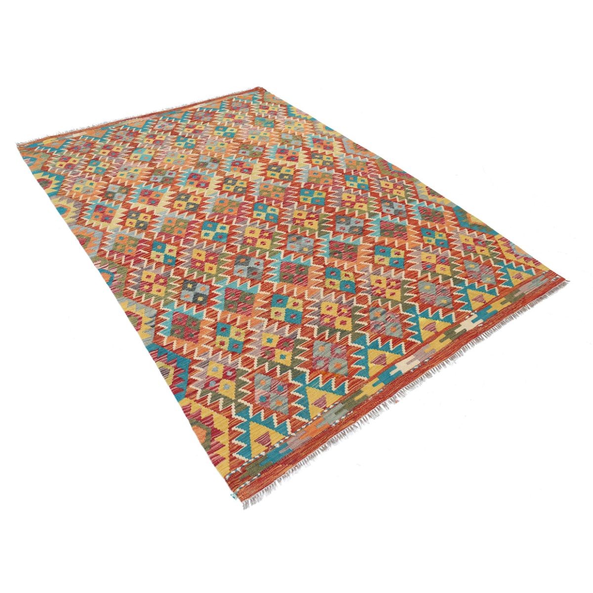 Maimana 6x8 Hand Woven Washable Wool Rug - Colorful