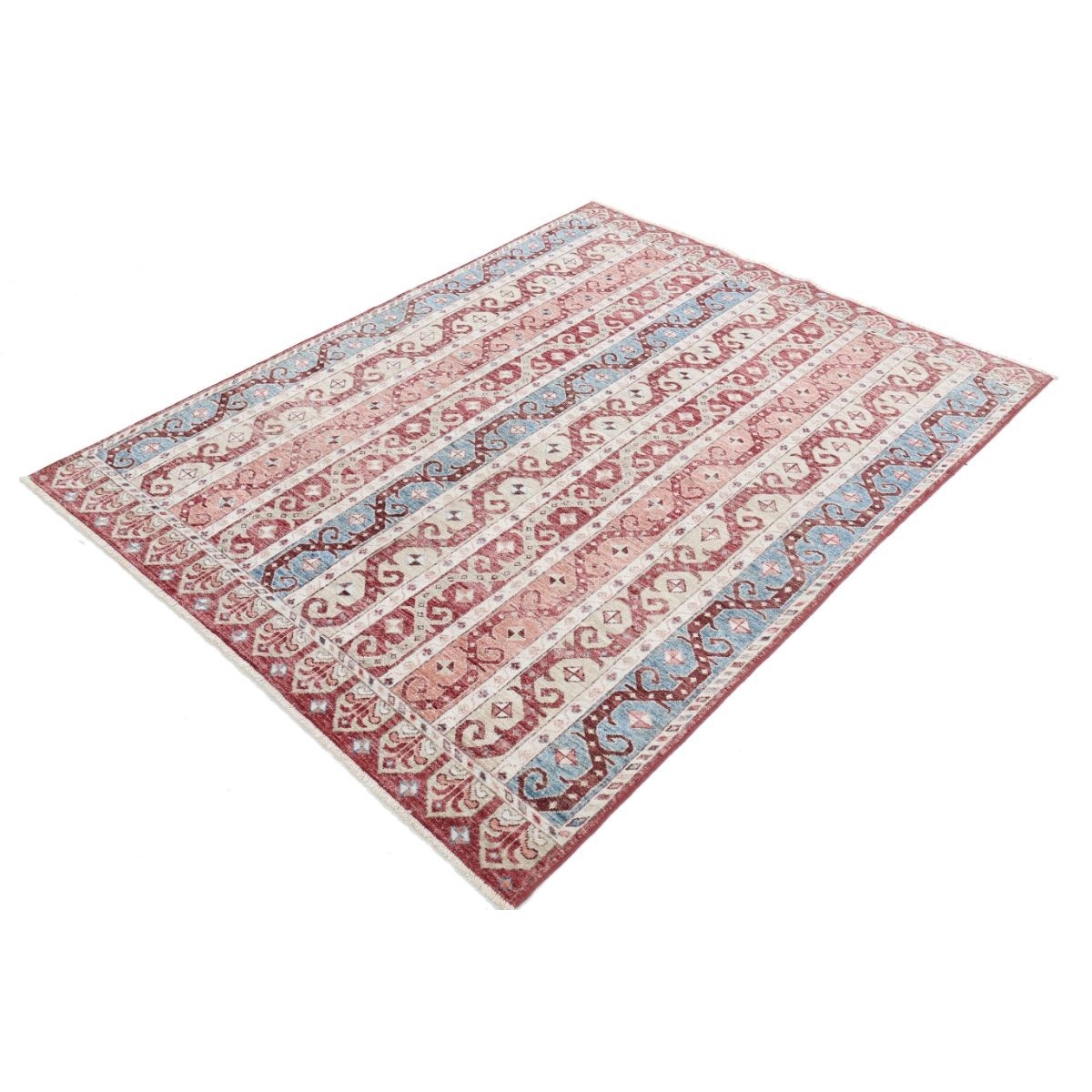 Shaal 5x6 Handmade Double Knotted Washable Wool Rug - Colorful