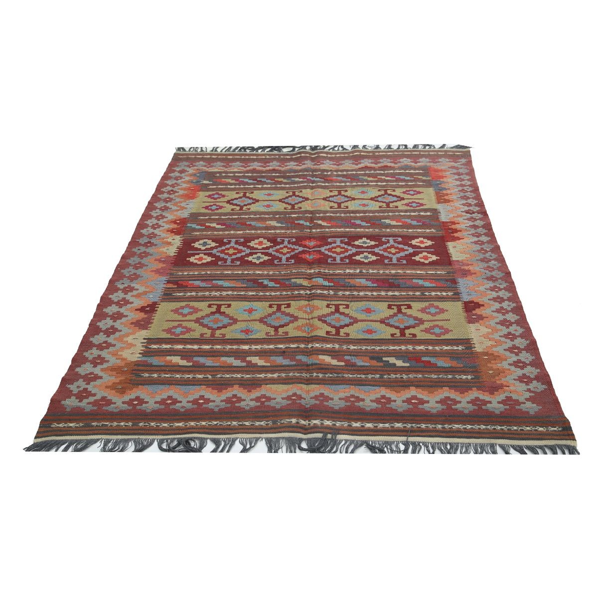 Kafkaas 5x6 Hand Woven Washable Wool Rug - Colorful