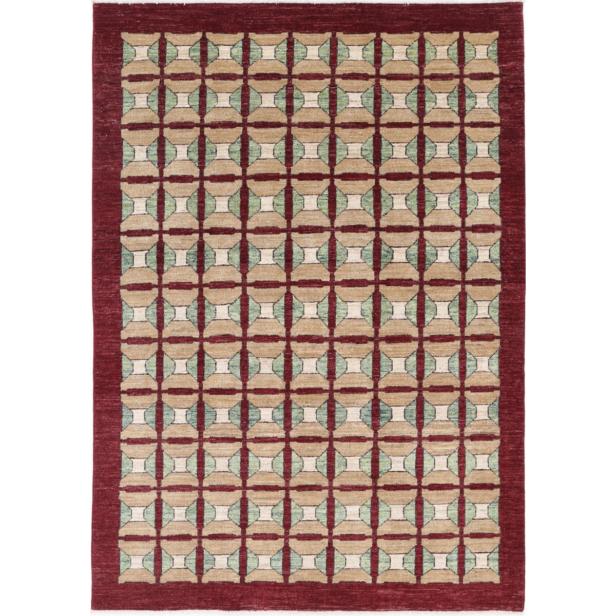 Modcar 5x5 Handmade Double Knotted Washable Wool Rug - Colorful