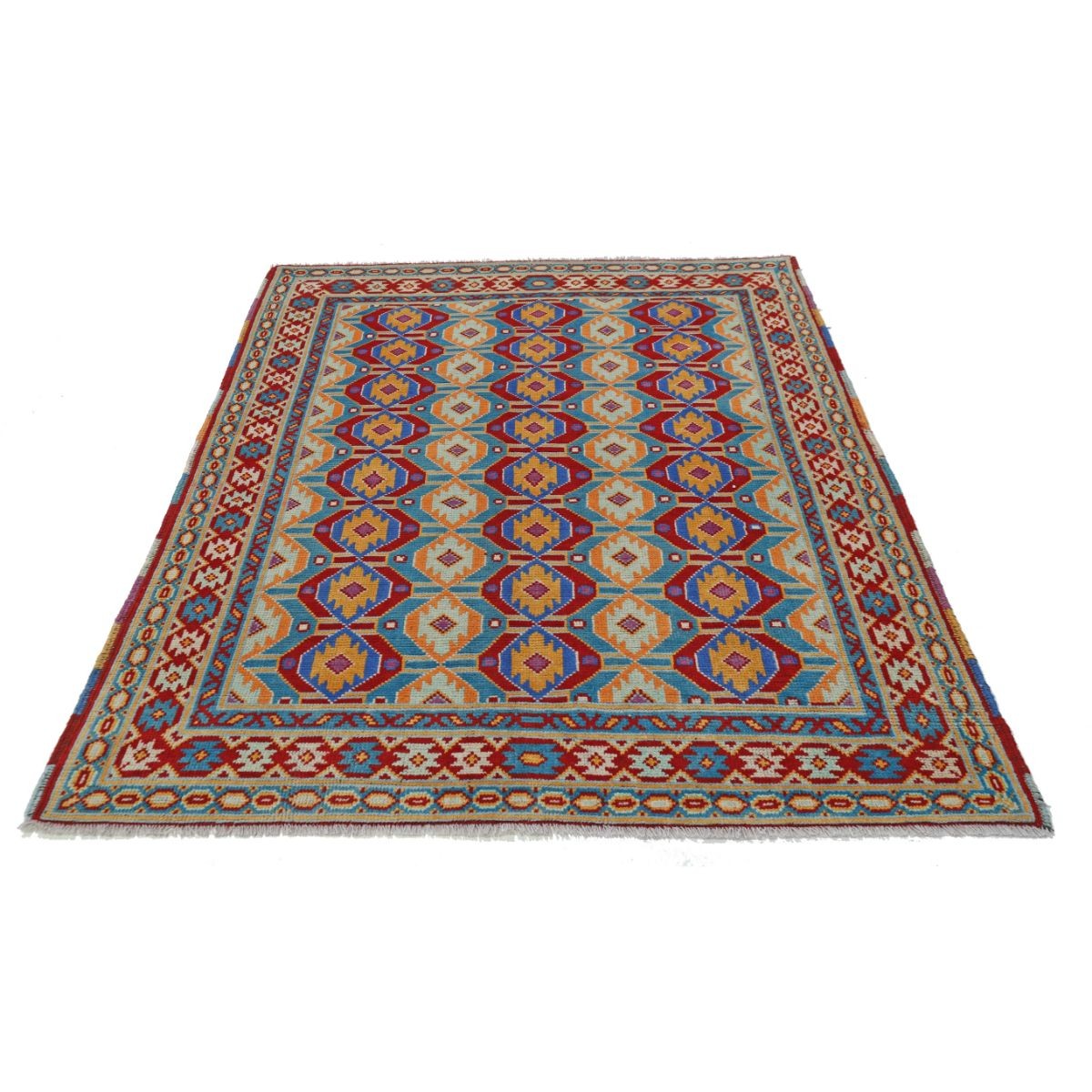 Revival 5x6 Handmade Double Knotted Washable Wool Rug - Colorful