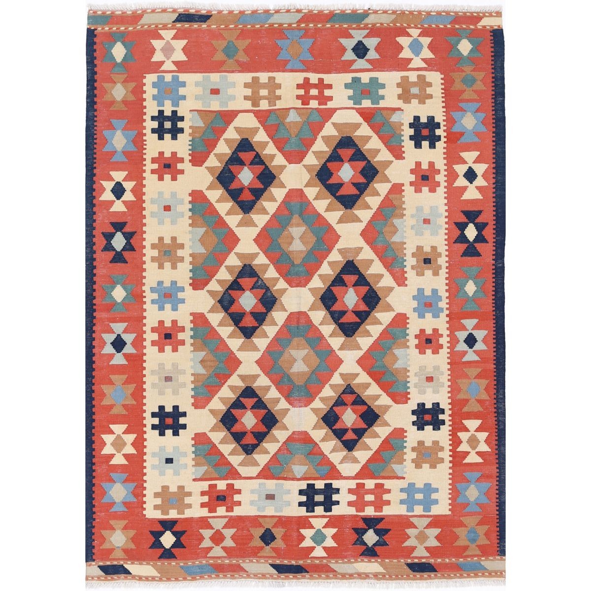 Kafkaas 5x7 Hand Woven Washable Wool Rug - Colorful