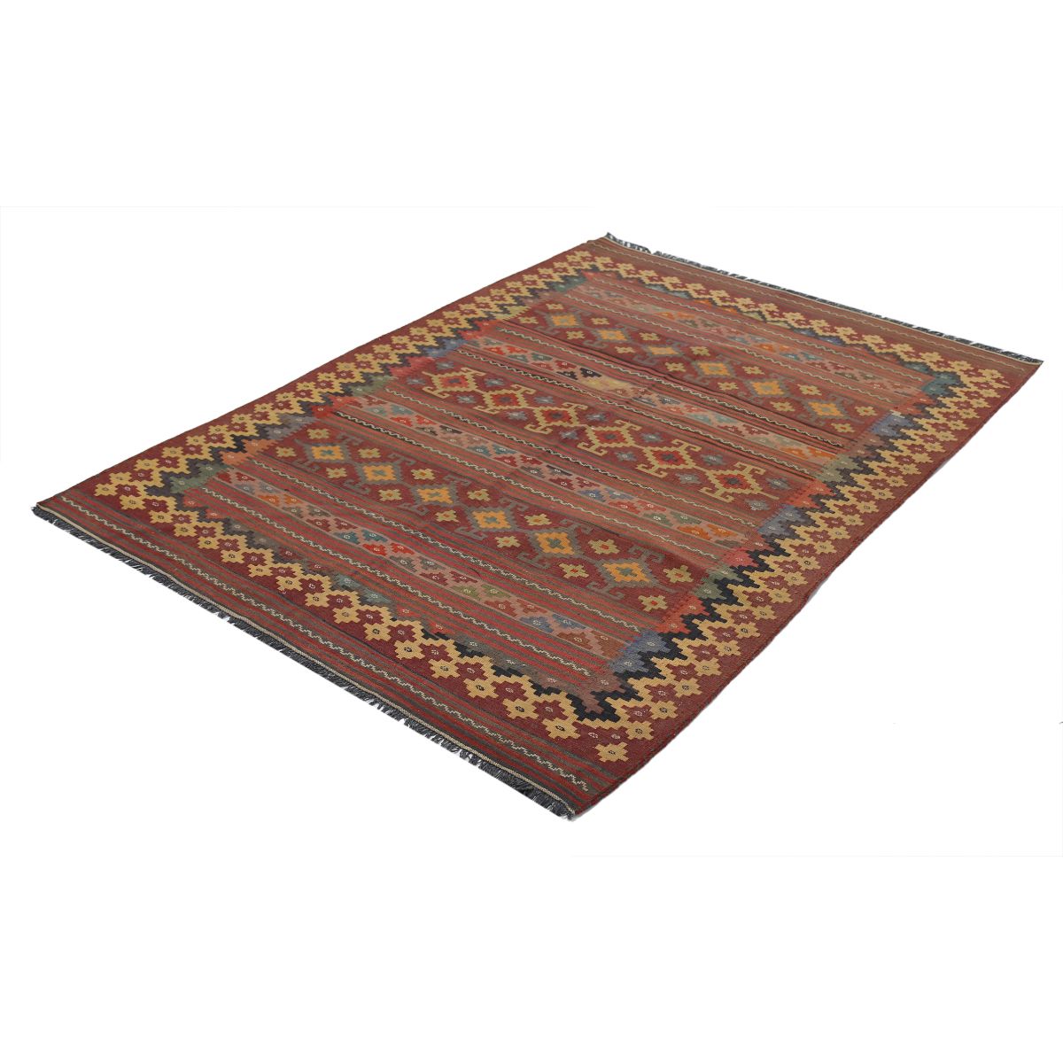 Sumak 5x7 Hand Woven Washable Wool Rug - Colorful