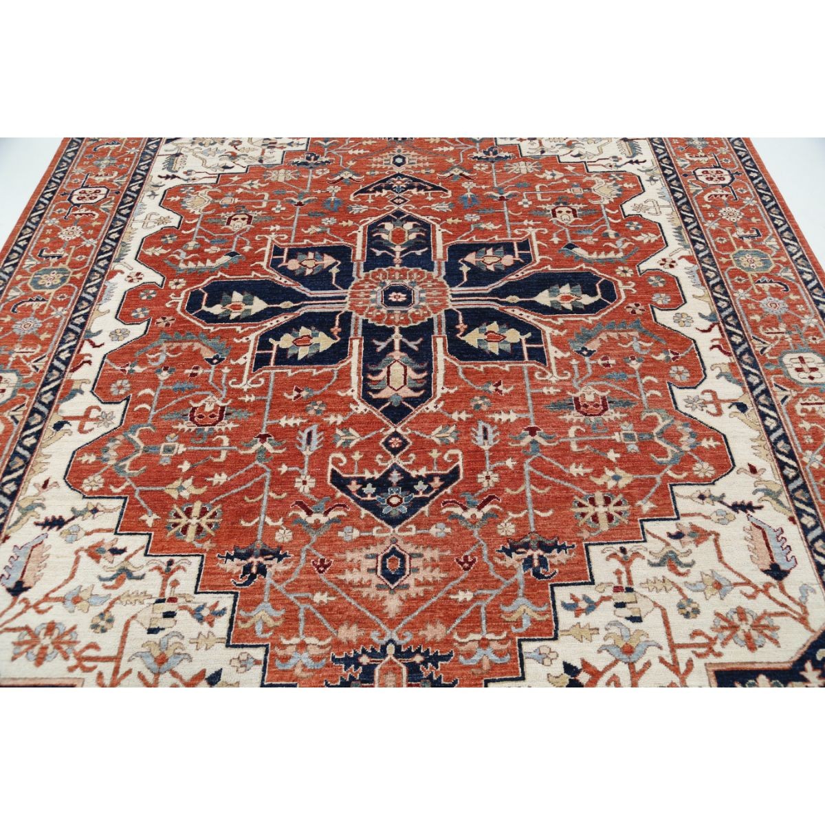 Heriz 8x10 Handmade Double Knotted Washable Wool Rug - Colorful