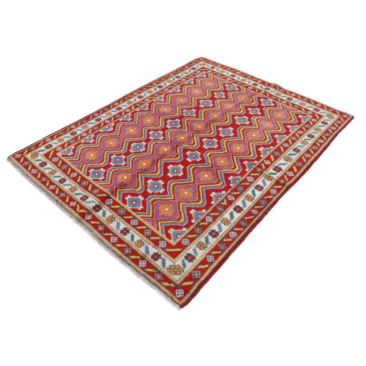Revival 5x6 Handmade Double Knotted Washable Wool Rug - Colorful