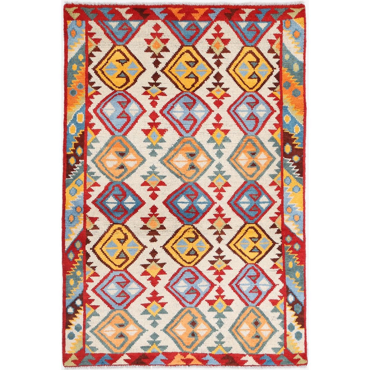 Revival 3x5 Handmade Double Knotted Washable Wool Rug - Colorful