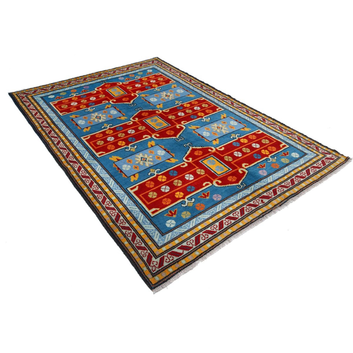 Revival 6x8 Handmade Double Knotted Washable Wool Rug - Colorful