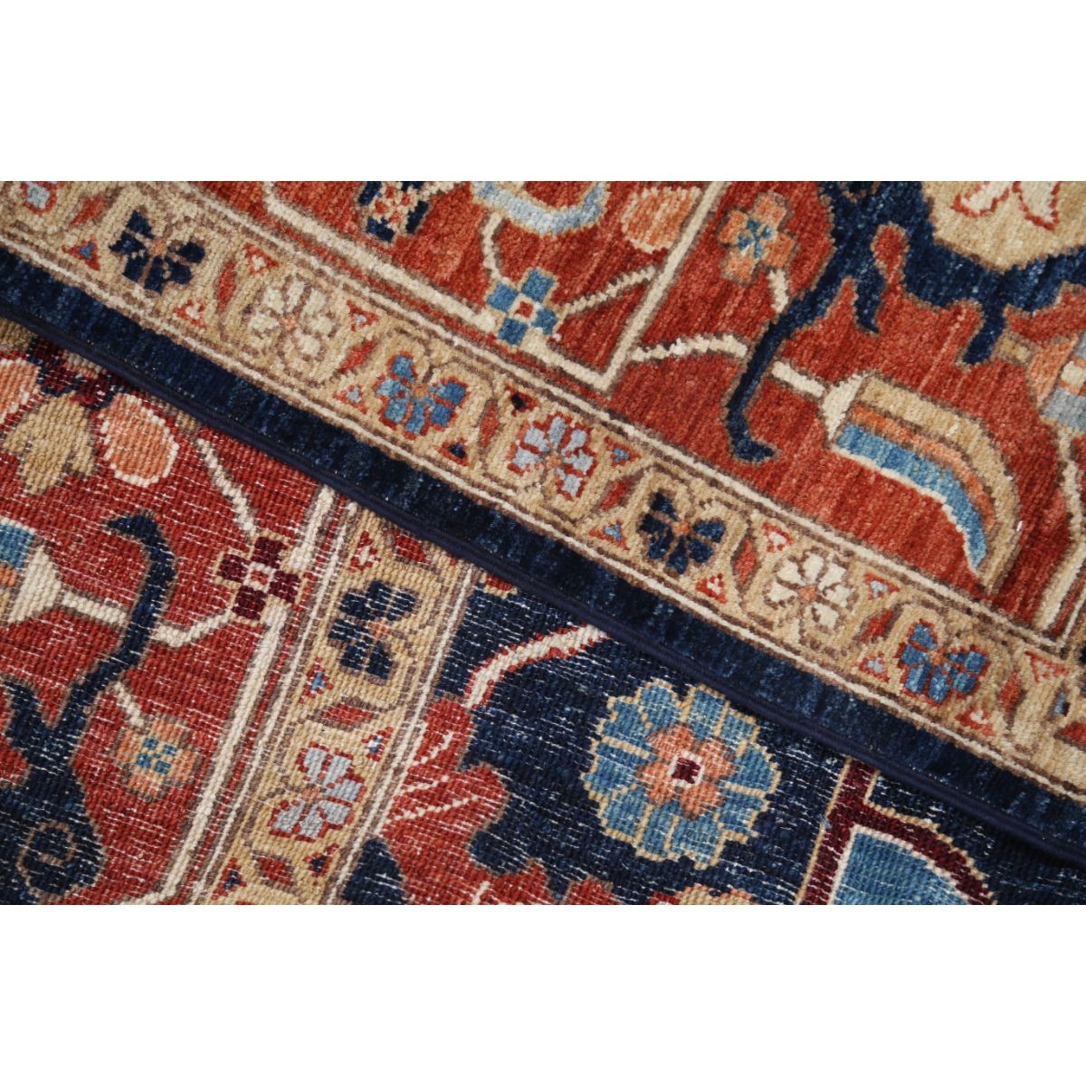 Heriz 9x12 Handmade Double Knotted Washable Wool Rug - Colorful