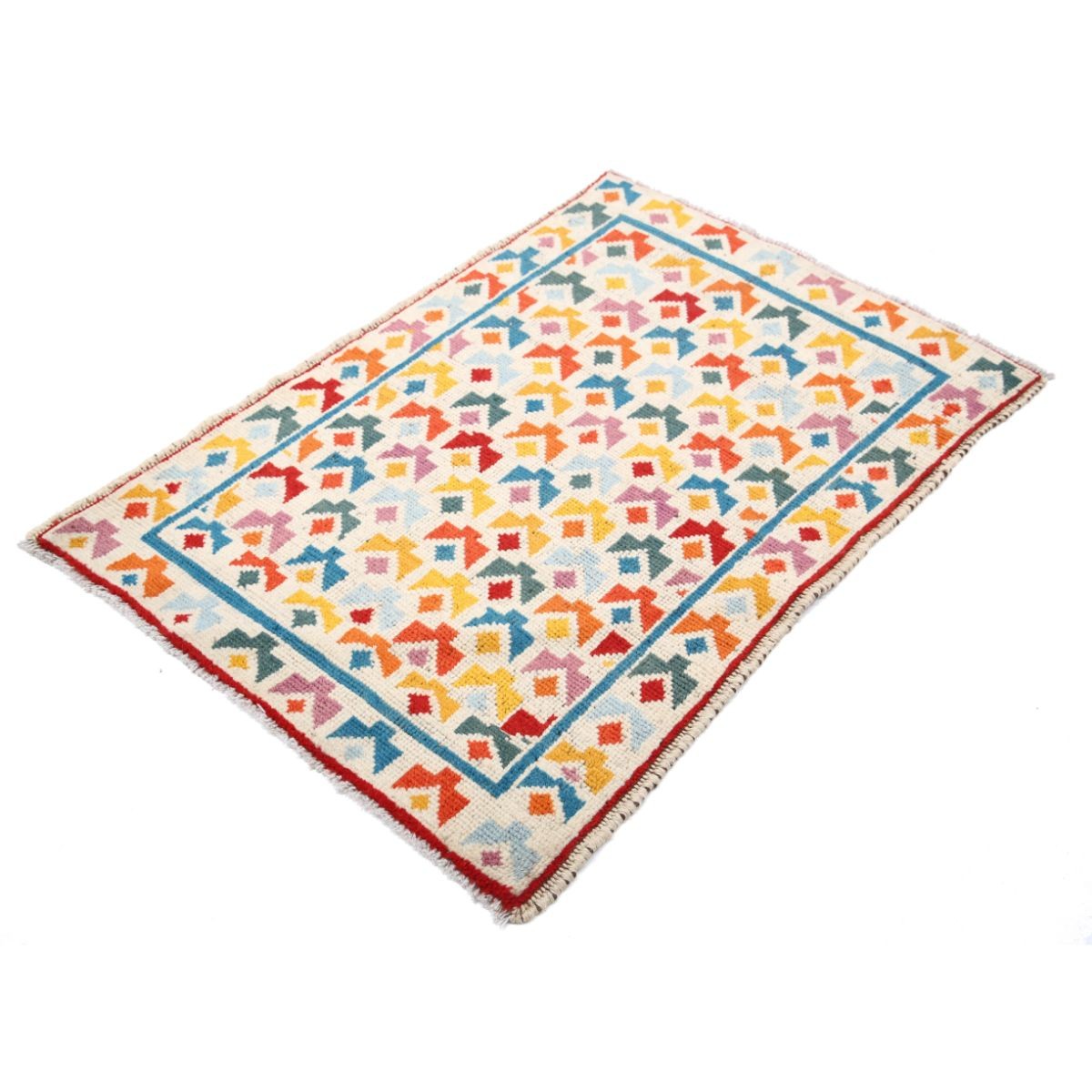 Revival 3x4 Handmade Double Knotted Washable Wool Rug - Colorful