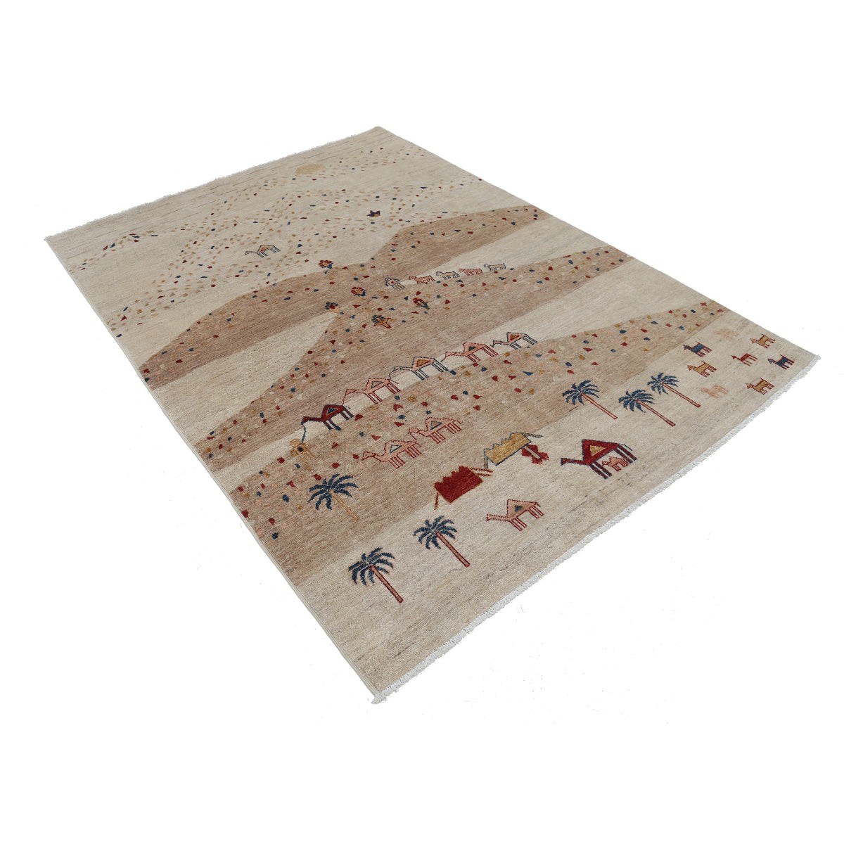 Modcar 6x7 Handmade Double Knotted Washable Wool Rug - Colorful