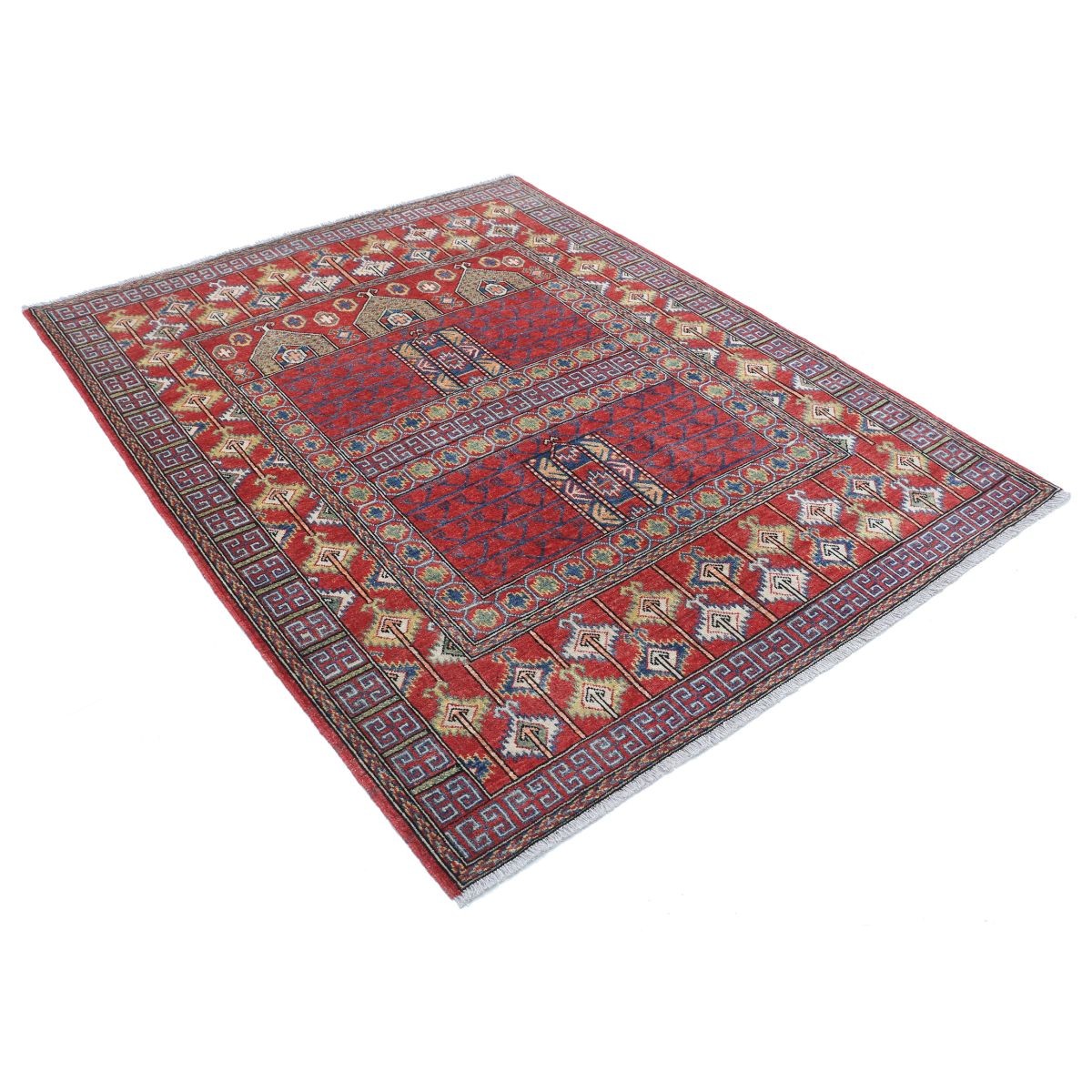 Revival 5x6 Handmade Double Knotted Washable Wool Rug - Colorful