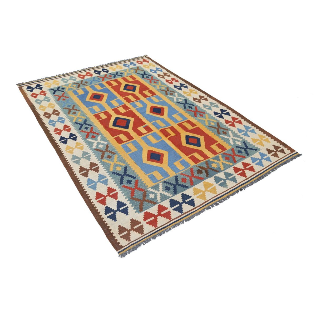 Kafkaas 5x7 Hand Woven Washable Wool Rug - Colorful