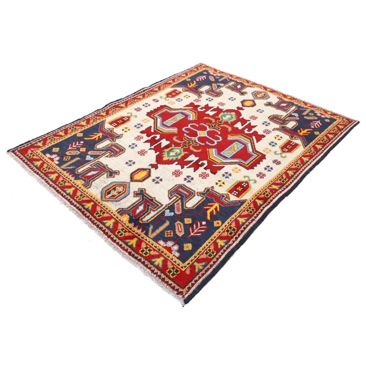 Revival 5x6 Handmade Double Knotted Washable Wool Rug - Colorful