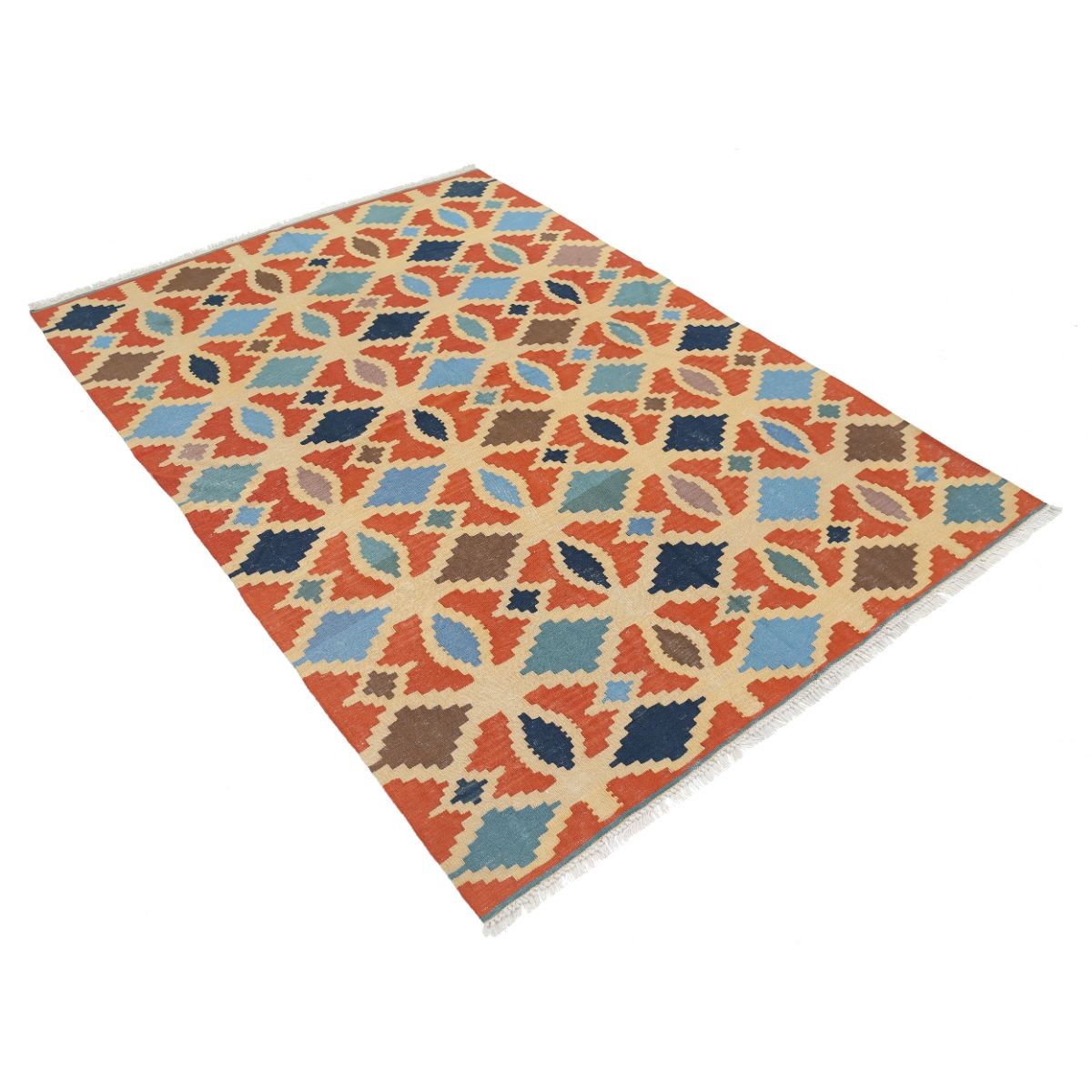 Kafkaas 5x7 Hand Woven Washable Wool Rug - Colorful