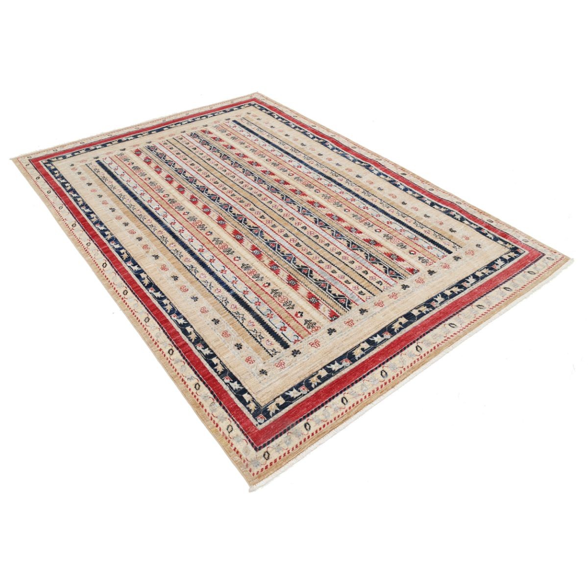 Shaal 6x8 Handmade Double Knotted Washable Wool Rug - Colorful