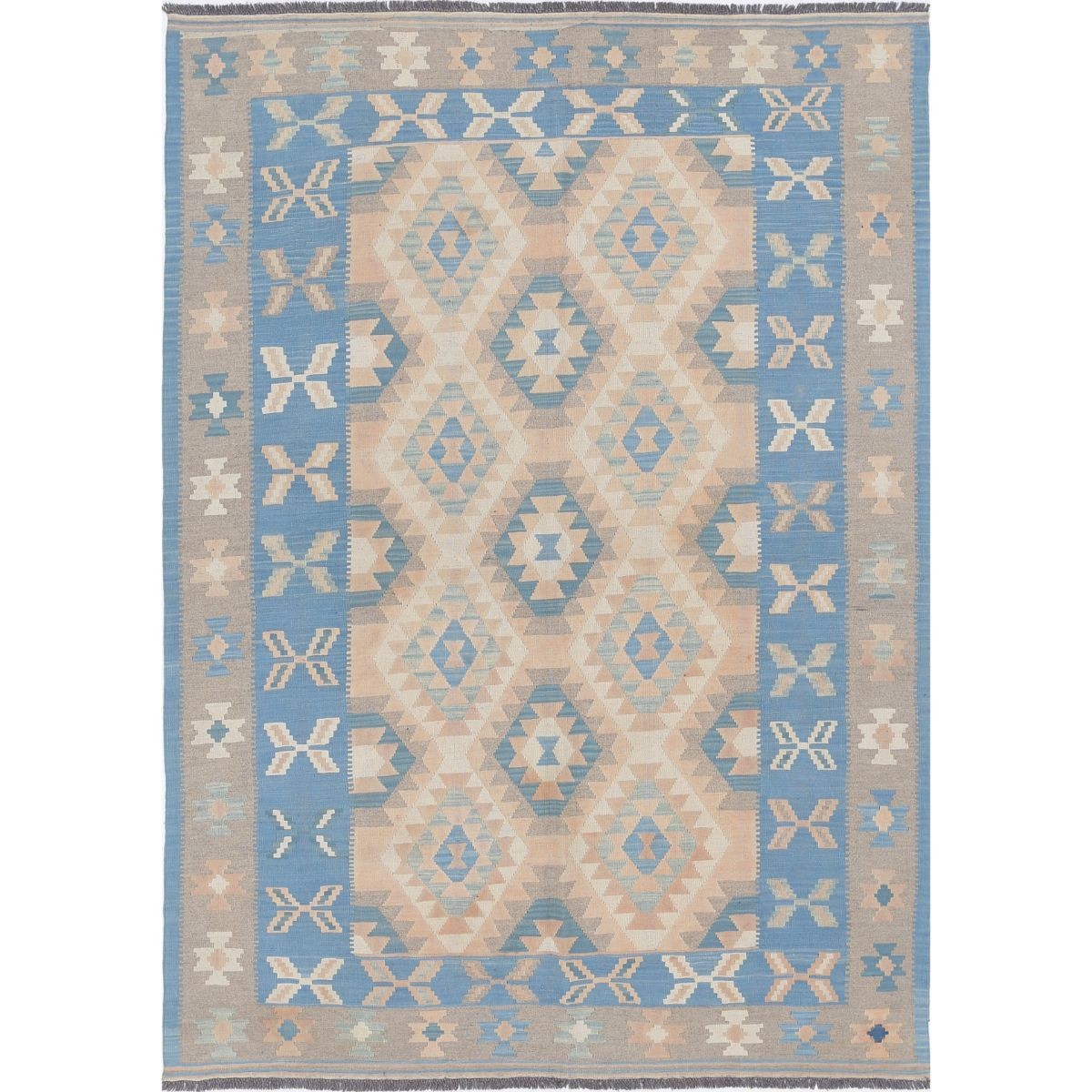 Kafkaas 5x7 Hand Woven Washable Wool Rug - Soft Hues
