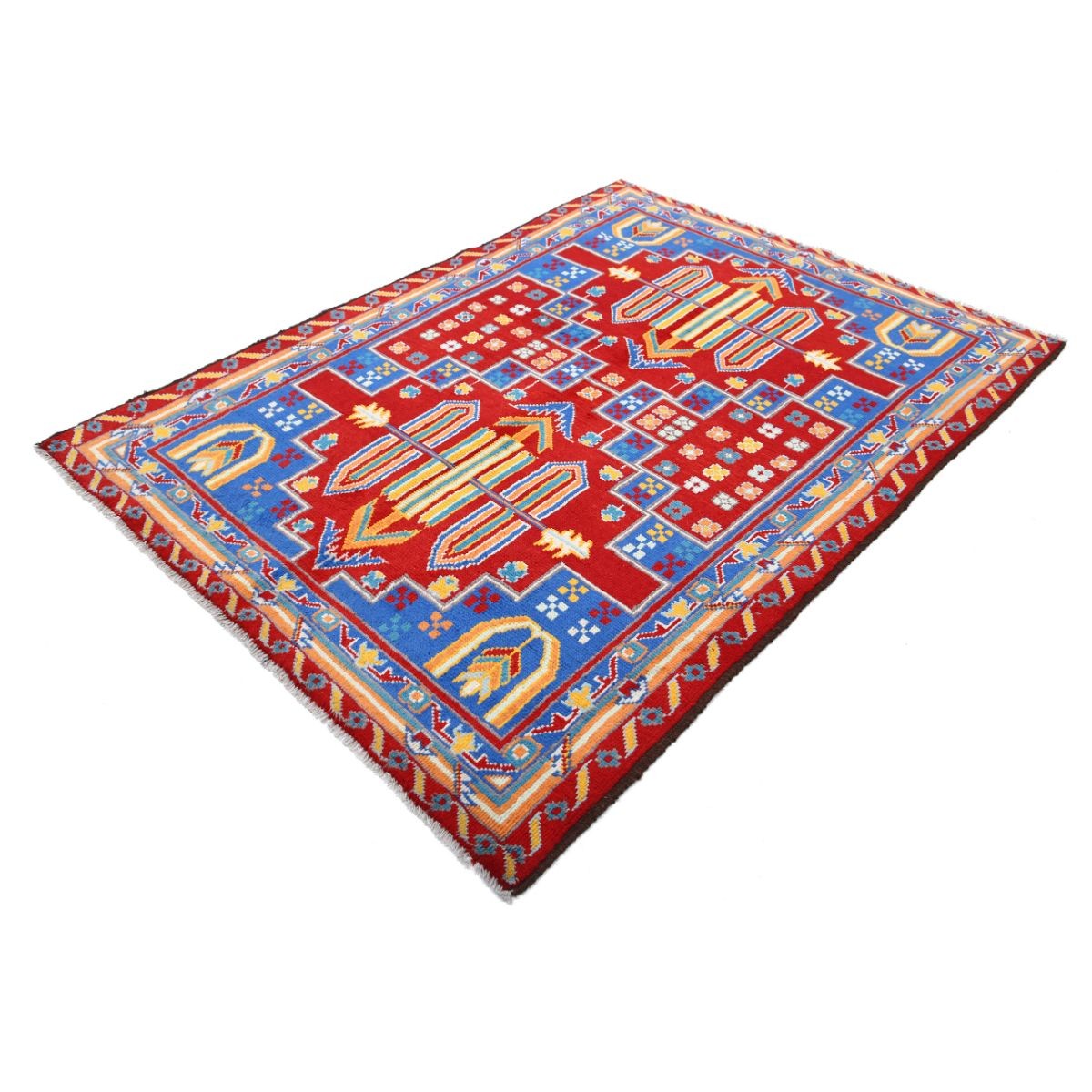 Revival 5x7 Handmade Double Knotted Washable Wool Rug - Colorful