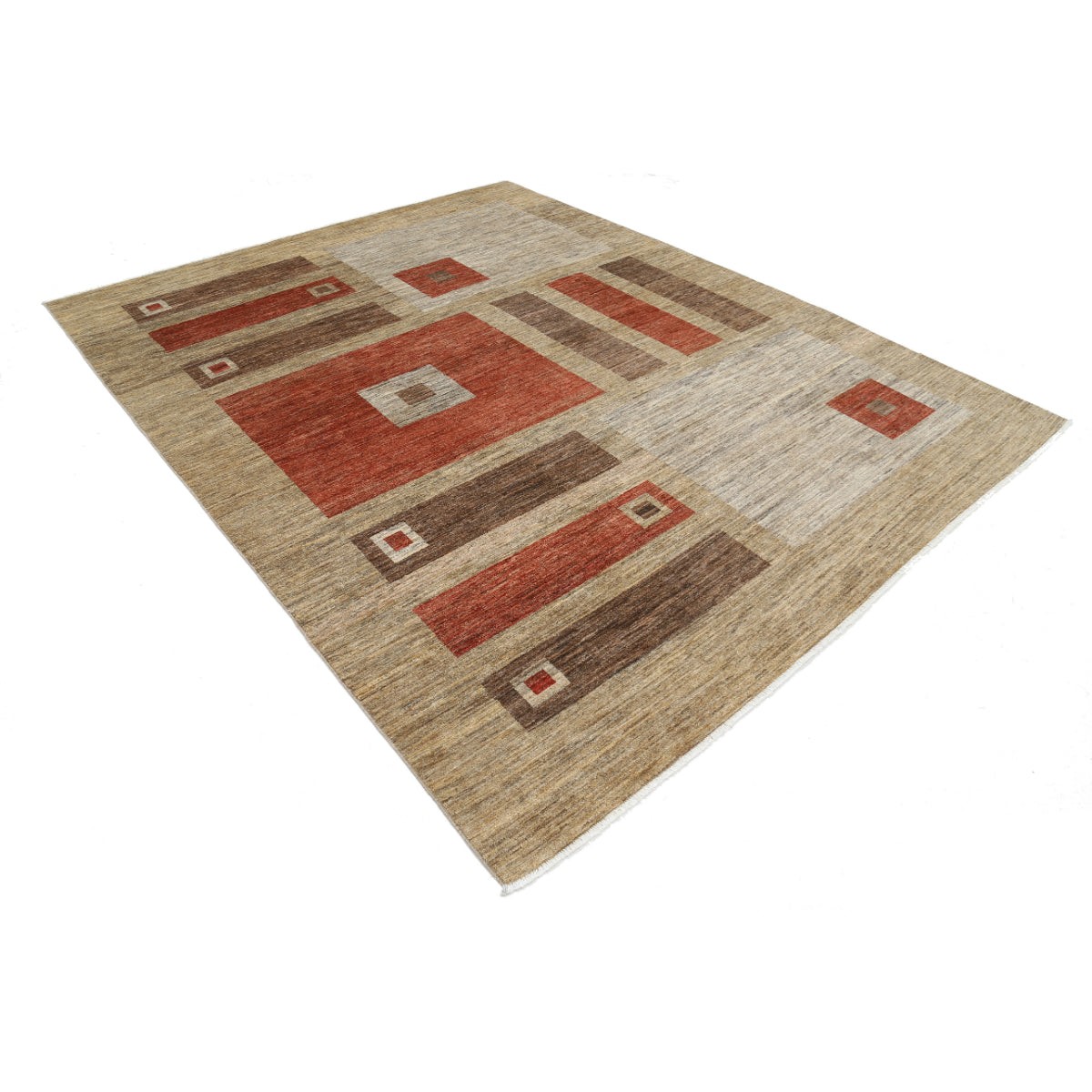 Modcar 8x10 Handmade Double Knotted Washable Wool Rug - Colorful