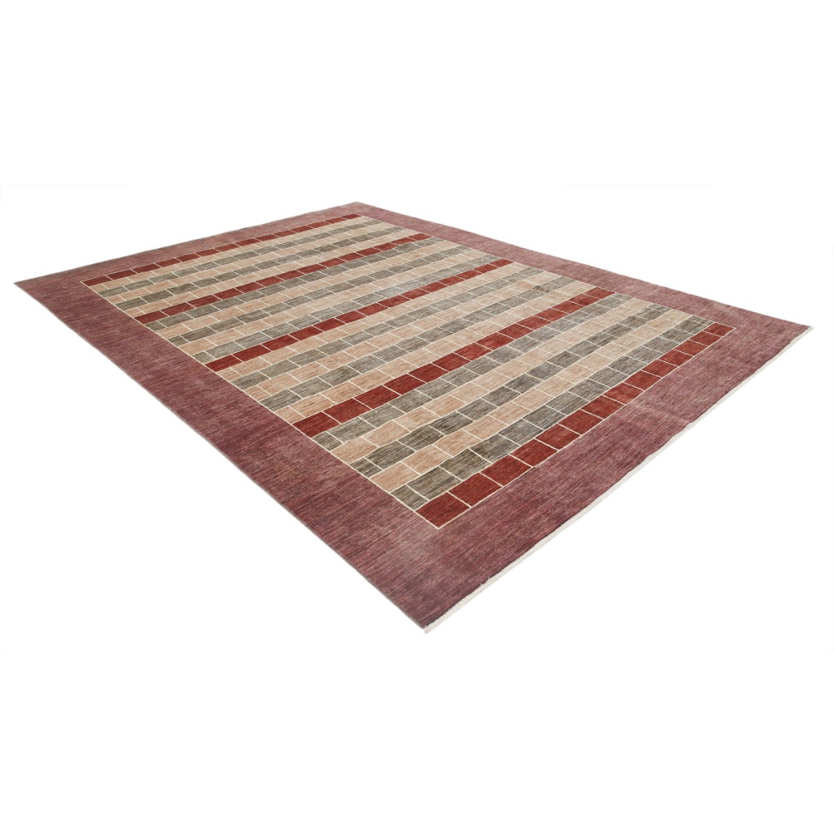 Modcar 8x11 Handmade Double Knotted Washable Wool Rug - Colorful