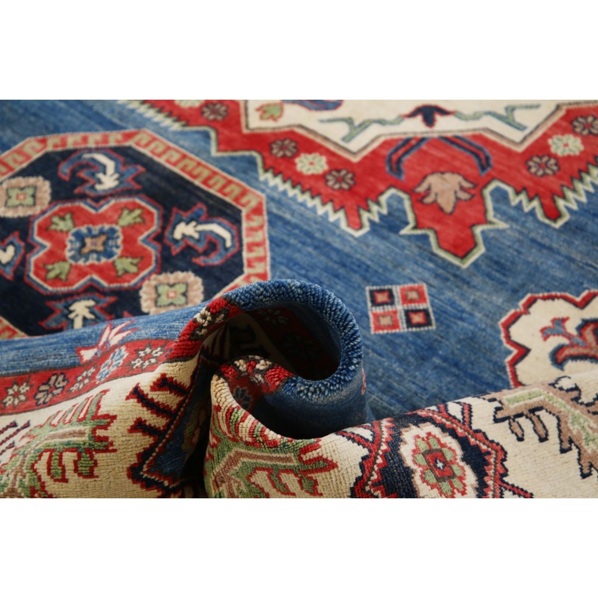 Kazak 8x11 Handmade Double Knotted Washable Wool Rug - Colorful