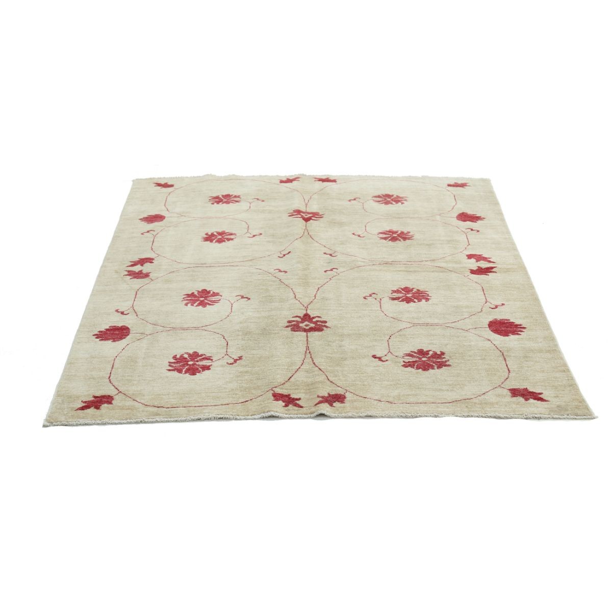 Modcar 5x6 Handmade Double Knotted Washable Wool Rug - Colorful