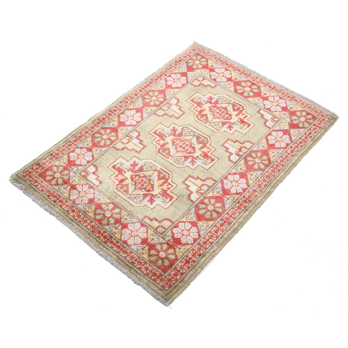 Revival 2x3 Handmade Double Knotted Washable Wool Rug - Colorful