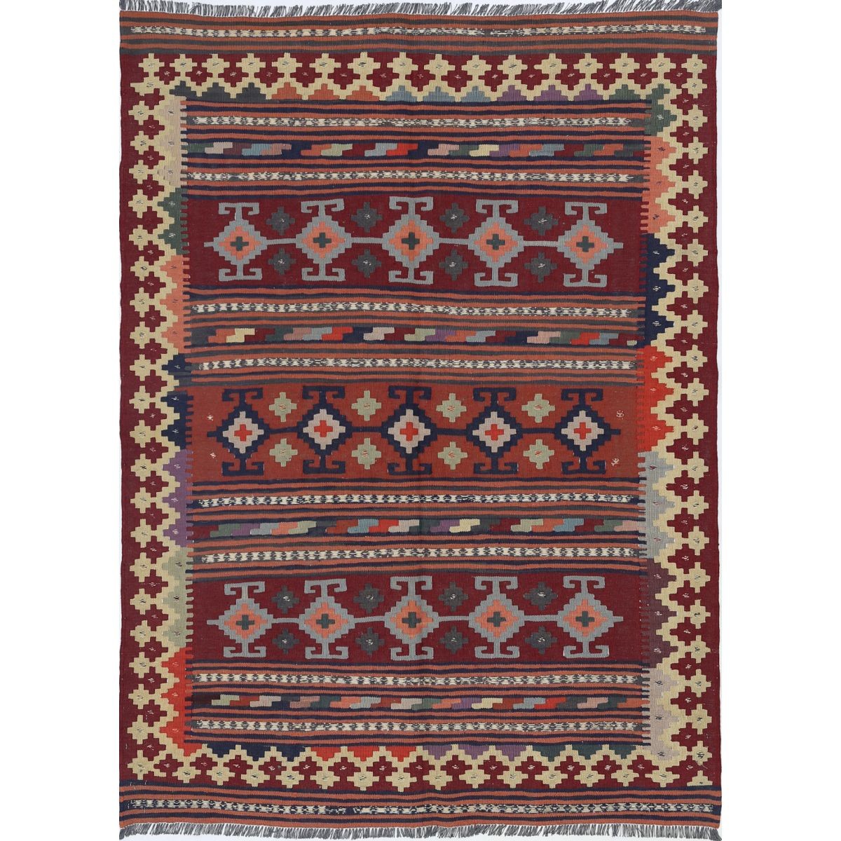 Kafkaas 5x6 Hand Woven Washable Wool Rug - Colorful