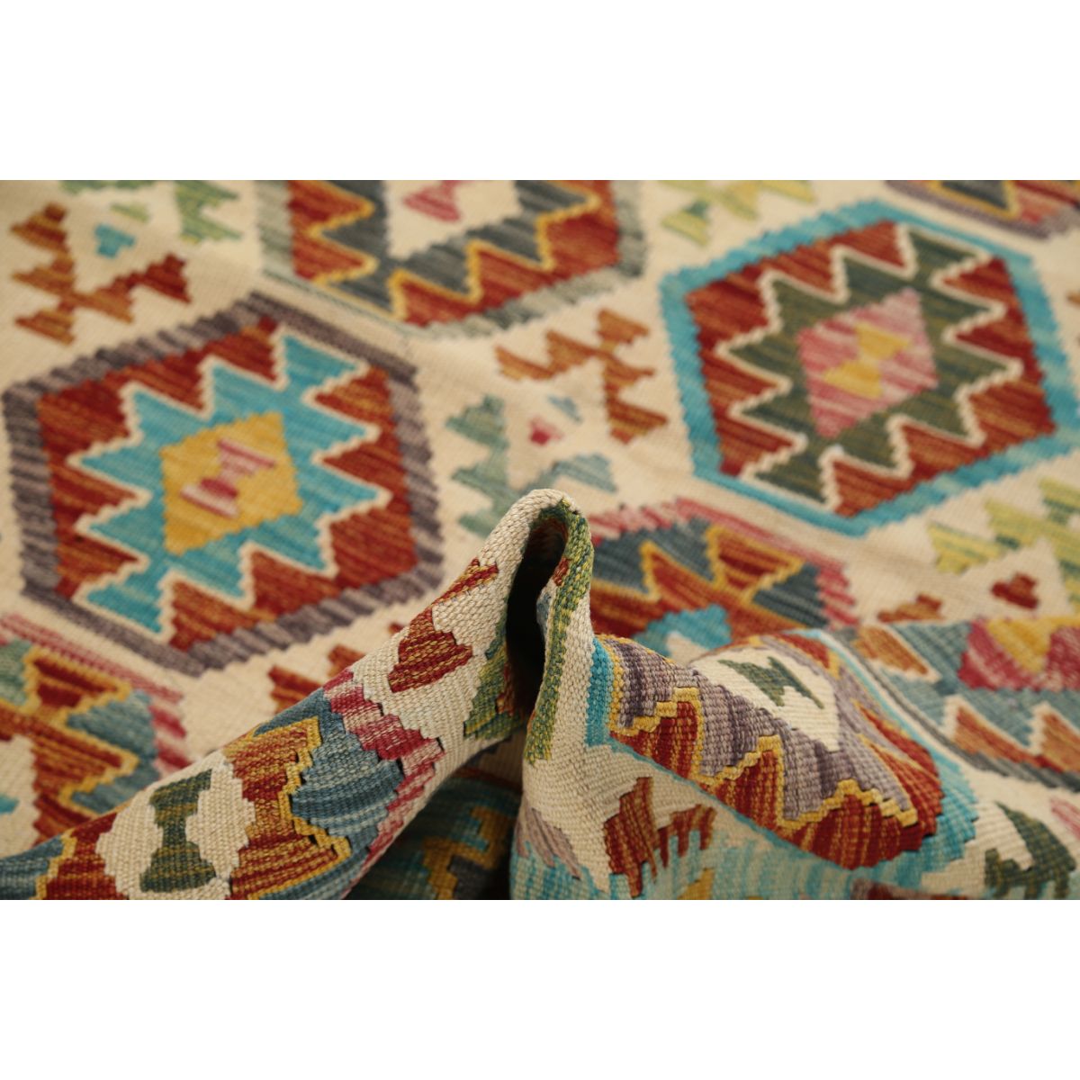 Maimana 5x7 Hand Woven Washable Wool Rug - Colorful