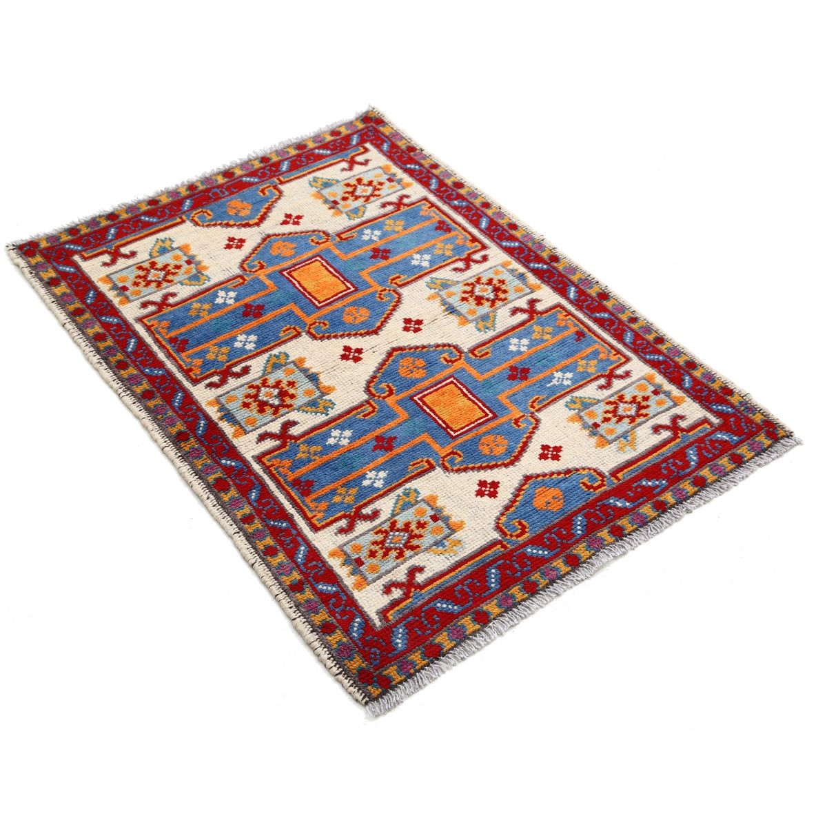 Revival 3x4 Handmade Double Knotted Washable Wool Rug - Colorful