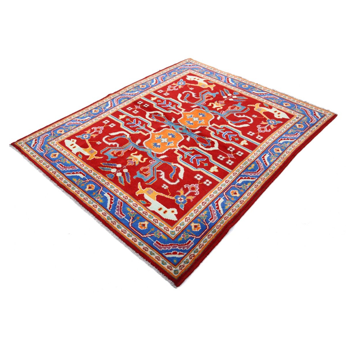 Revival 5x6 Handmade Double Knotted Washable Wool Rug - Colorful