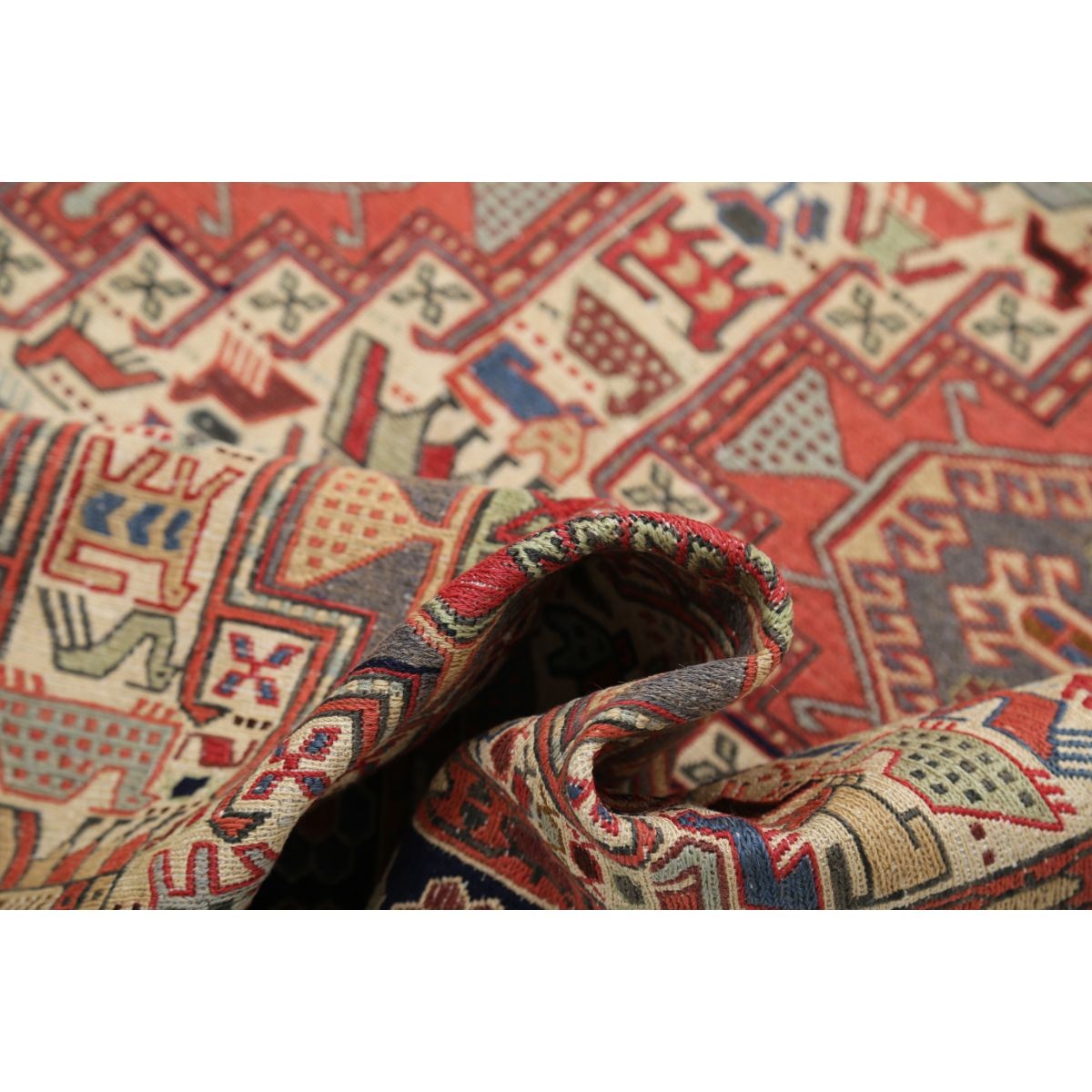 Sumak 4x7 Hand Woven Washable Wool Rug - Colorful