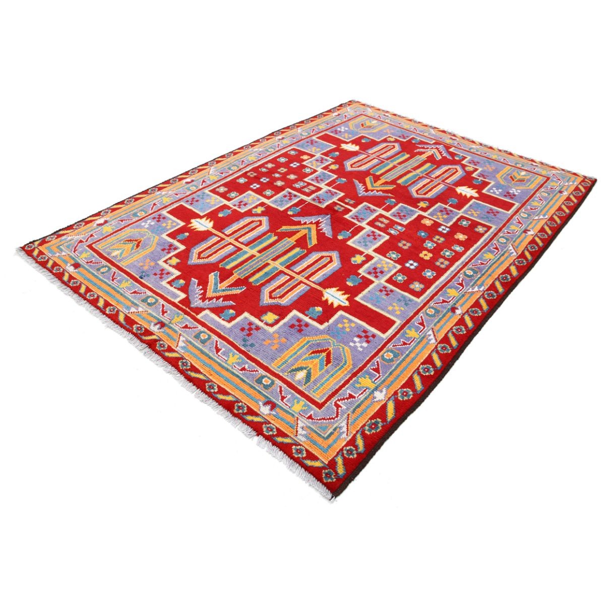 Revival 6x8 Handmade Double Knotted Washable Wool Rug - Colorful